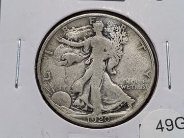 1920-S Semi Key Walking Liberty 50c. 90% Silver
