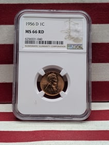 1956-D Lincoln Wheat Cent MS 66 RD By NGC