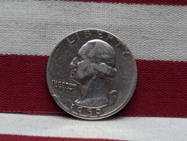 1959, 90% Silver Washington Quarter, 66 Years Old