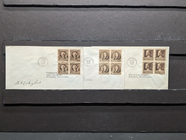 (3) 1940 Four Block First Day Covers, Mint