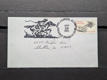 1983 Reinstituted Pony Express (Due To A Natural Disaster In CA) Cachet, Postmaster Signed It.