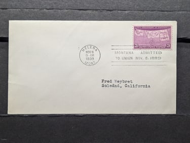 1939 Montana Statehood Anniversary Cover