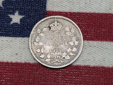 1919, .925% Sterling Silver-Great Details, Canada, 5c, 126 Years Old