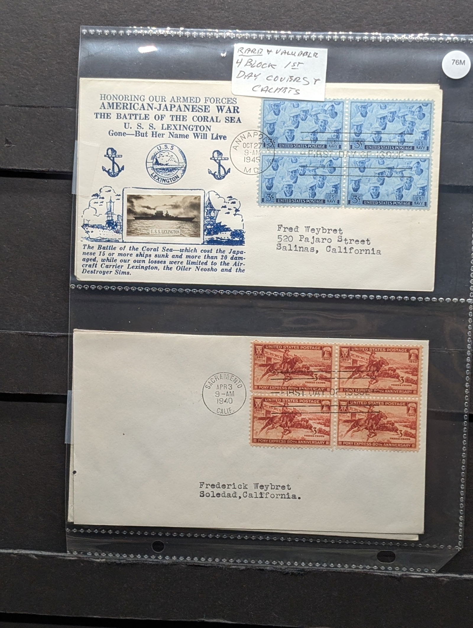 (4) U.S. Four Block Stamped First Day Cachets & Covers (1 of 6)