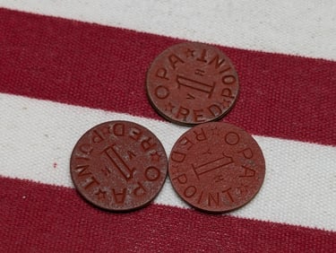 3-WWII Food Ration Tokens, OPA Red Point