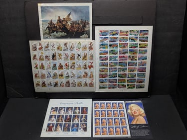 (5) Assorted U.S. Mint Sheets, All Mint, Original Gum, Never Hinged