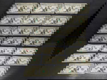 Lot of Twenty $1 Joseph W. Barr Notes, Including One Famous Barr Star Note
