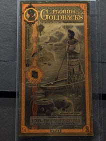 1/500th Troy Oz. 24k PURE GOLD 2025 $2.00 Florida Goldback
