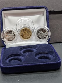 1/4th Oz. Each .999 FINE SILVER 2024 PROOF Cooks Island $2 American Double Eagle 3-Coin Set in