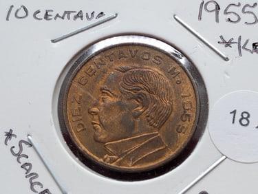 1955-Mo Mexico Ten Centavos UNC - Key Date & Scarce