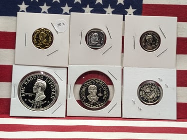 1975 Republic Of The Philippines Proof Set - 5 Piso, 1 Piso, 25 Sentimos, 10 Sentimos, 5 Sentimos, &