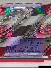 1 Oz. .999 PURE SILVER 1985-Mo Mexico 1 Onza Libertad Round - PCGS MS66