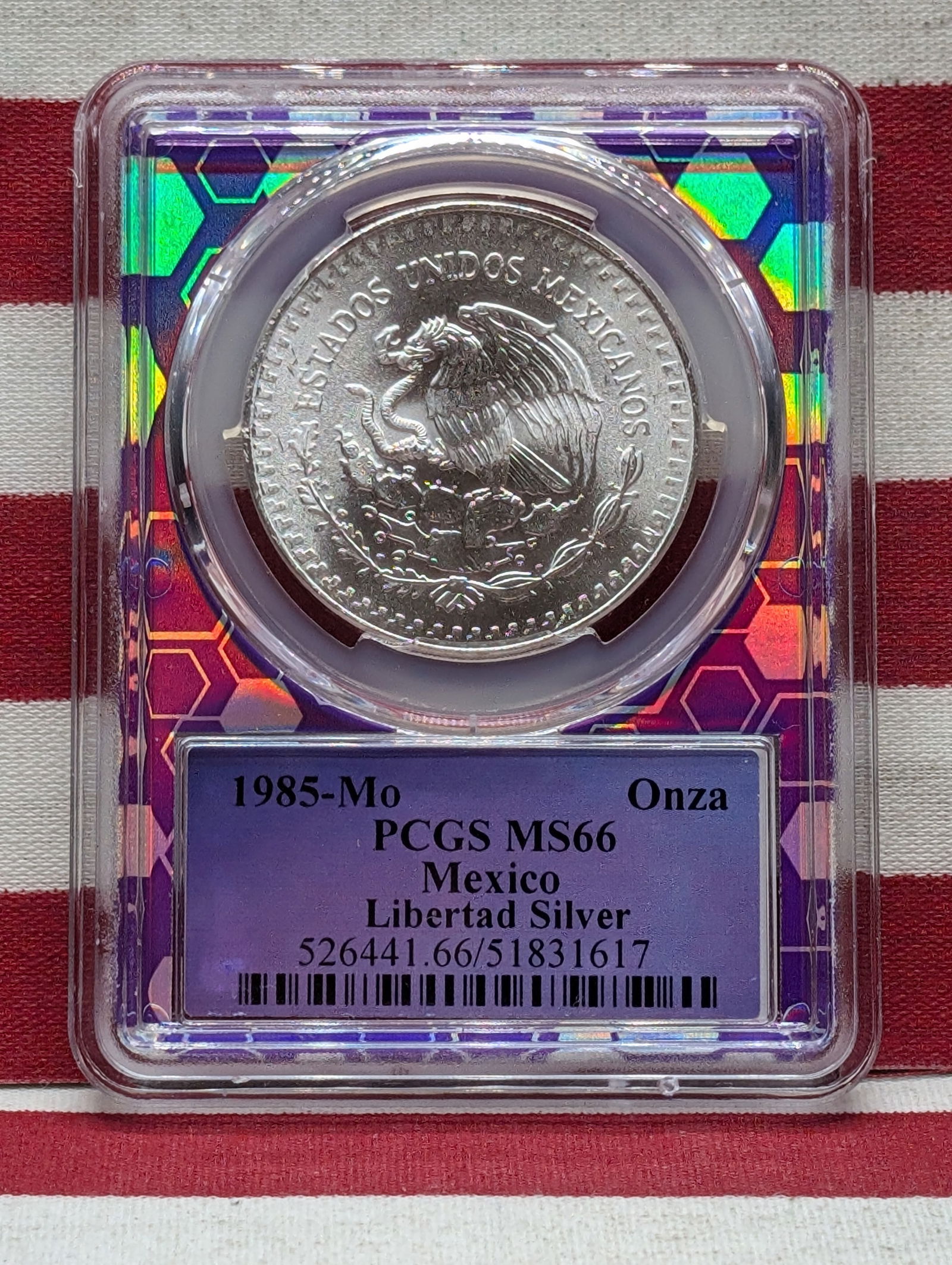 1 Oz. .999 PURE SILVER 1985-Mo Mexico 1 Onza Libertad Round - PCGS MS66 (1 of 4)