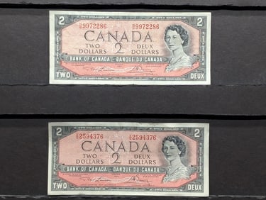(2) 1954 Bank Of Canada Two Dollar Notes