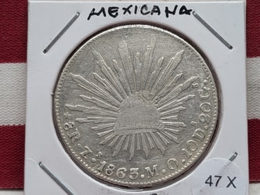 1863 Republica Mexicana Eight Reales - 0.9030% Silver