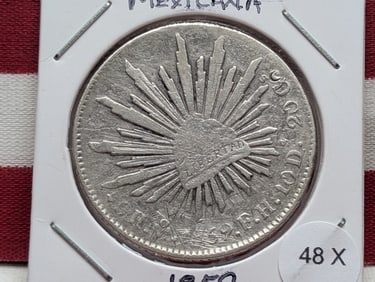 1859 Republica Mexicana Eight Reales - 0.9030% Silver