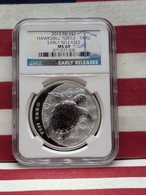 1 Oz. .999 Fine SILVER 2013 Fiji $2 Hawksbill Turtle Taku - NGC MS69 *Early Releases*