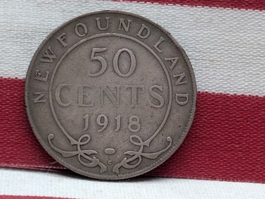 1918 - C Newfoundland 50 Cent.925 Silver Half Dollar