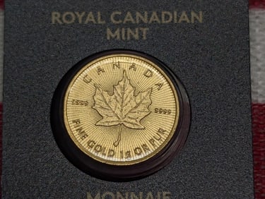 1 Gram .9999 FINE GOLD 2024 Canada 50 Cents Maple Leaf Miniature Coin in OGP