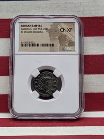 ROMAN EMPIRE Gallienus, AD 253-268 BI Double-Denarius - NGC Ancients CHOICE XF