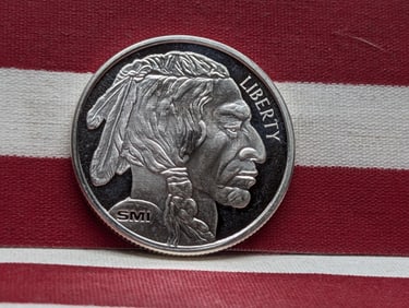 1 Oz. .999 FINE SILVER Indian Head Buffalo Designed Round