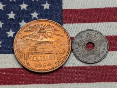 1964 Mexico 20 Centavos & 1910 Belgian Congo 1 Centime (2 PCS)