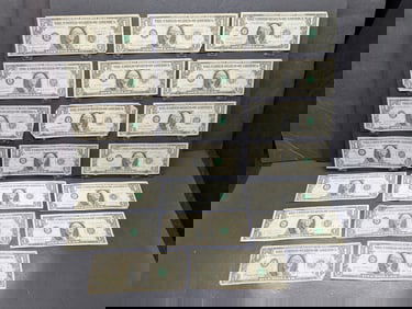 Lot of Twenty 1963B $1 Joseph W. Barr Notes