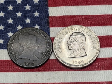 1965 Columbia 50 Centavos & 1837 Spain 8 Maravedis (2 PCS)