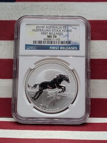 1 Oz. .999 FINE SILVER 2015-P Australia $1.00 Stock Horse - NGC MS70 *First Release*