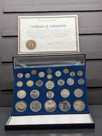 Large! 20th Century Type Coin Collection in Display Box w/ COA, (1) 2003 A.S.E., (1) 1923 Peace