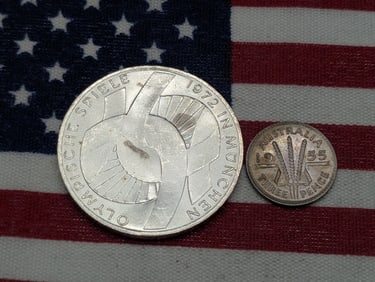 1972-D Germany 10 Silver Marks & 1955 Australia Silver Three Pence (2 PCS)