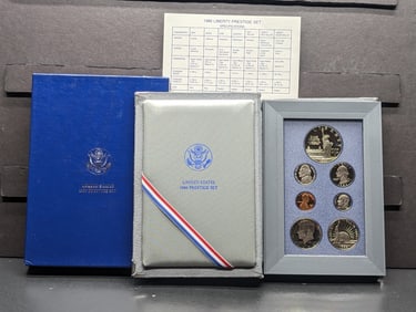 1986-S U.S. Mint Prestige Set in OGP w/ COA - Statue of Liberty Commem. Silver Dollar
