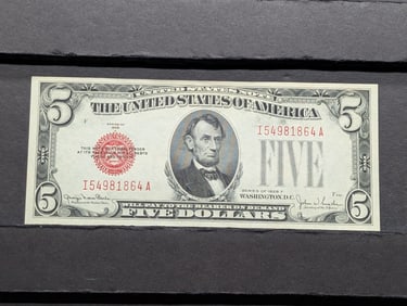 1928 F Series $5.00 RED SEAL Banknote **CRISP UNC**