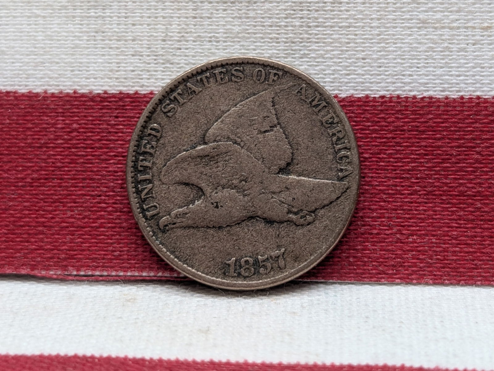 1857 Flying Eagle Cent. Fine. Nice color. (1 of 3)