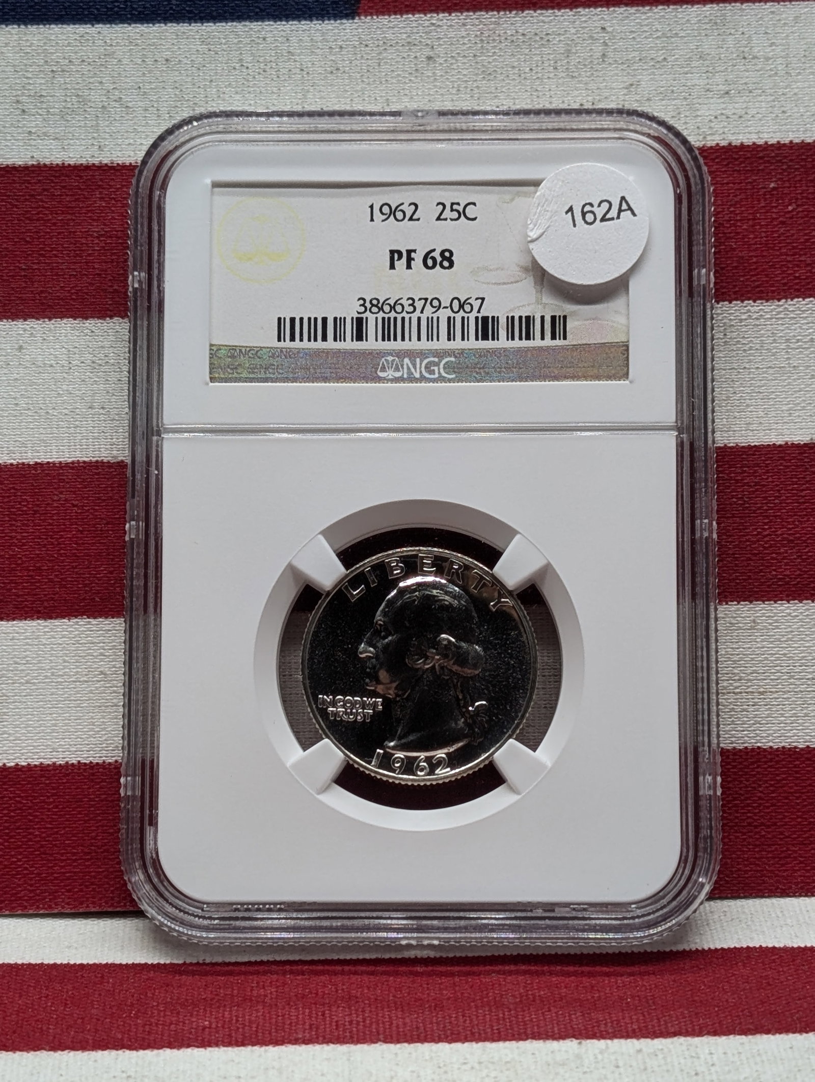 1962 Washington Quarter. Slabbed by NGC, top tier grader, as Proof 68. Very high investment grade. (1 of 4)