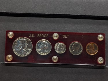 1956 US Proof Set. Beautiful coins in Capital Holder. GEM. Scarce type one quarter.