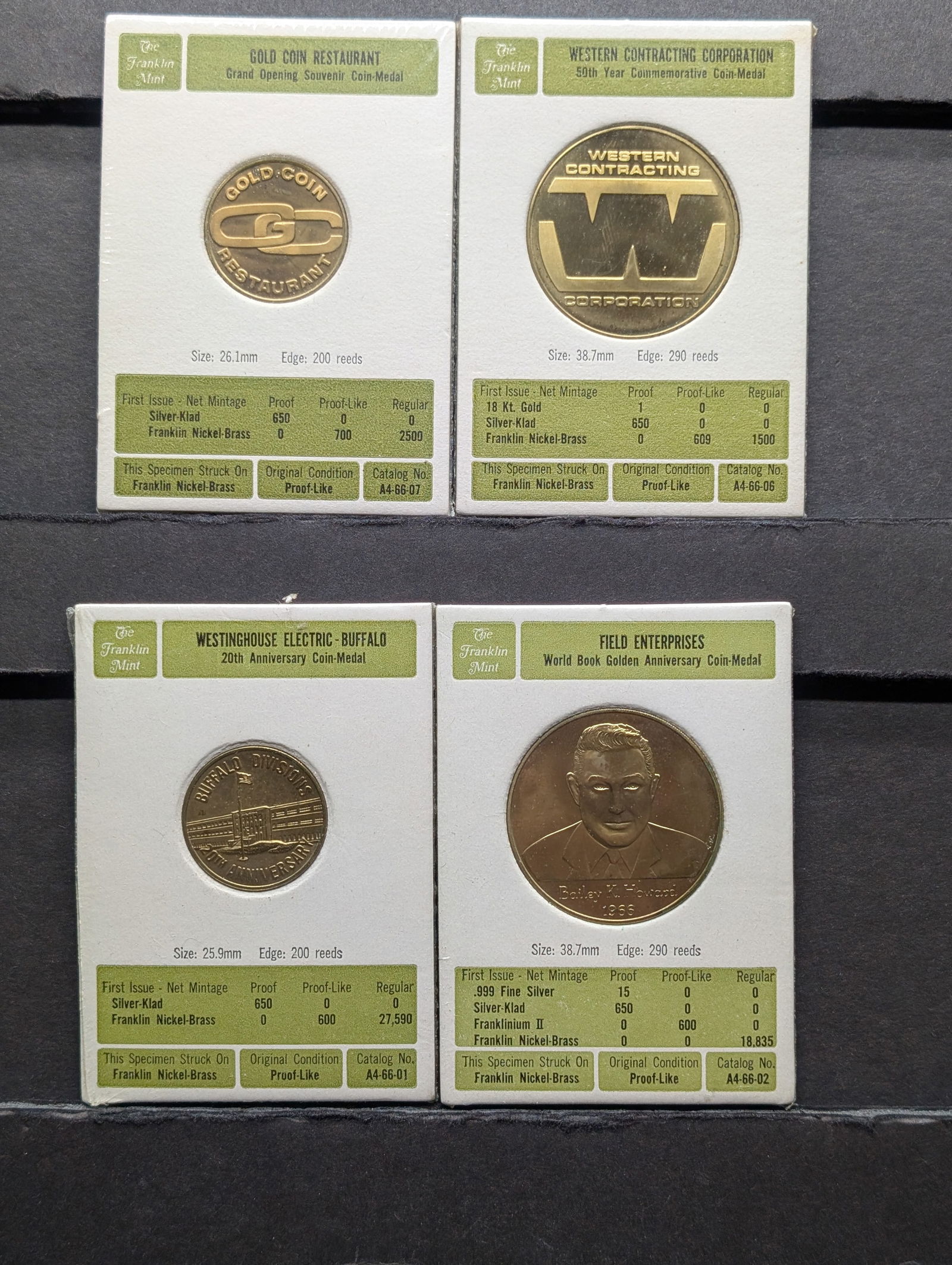 (4) Various Nickel Brass Commem. Medals in Display Cards (1 of 6)