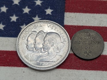 1953 Vietnam 20 Su & 1868 Norway 3 Silver Skilling (2 PCS)
