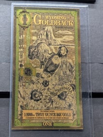 1/1000th Troy Oz. 24k PURE GOLD 2024 $1.00 Wyoming Goldback