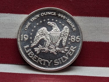 1 Oz. .999 FINE SILVER 1986 Liberty Bell Designed Round