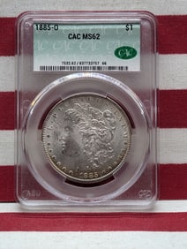 1885-O Morgan Silver Dollar - CAC Cert. MS62