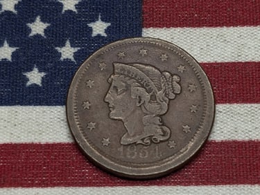 1854 Braided Hair Large Cent **FINE/VF**