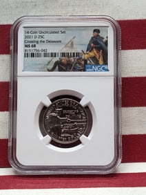 2021-D Crossing the Delaware Quarter - NGC MS68