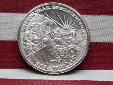 1 Oz. .999 FINE SILVER Oregon Trail Designed Round