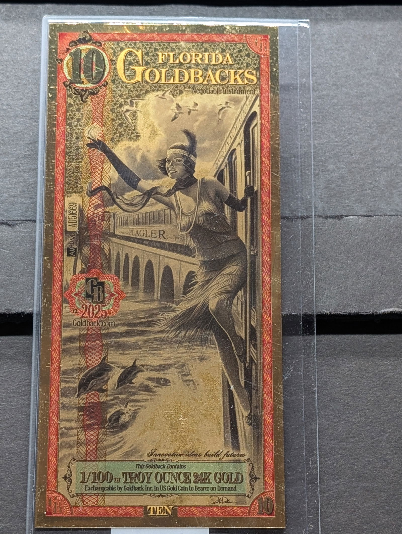 1/100th Troy Oz. 24k PURE GOLD 2025 $10.00 Florida Goldback (1 of 2)