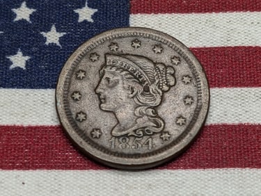 1854 Braided Hair Large Cent **VF+**