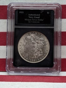 1921 Morgan Silver Dollar - Slabbed Authentic VERY GOOD