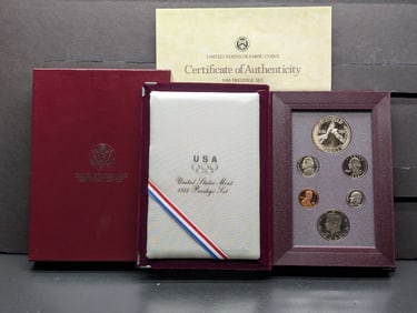 1988-S U.S. Mint Prestige Set in OGP w/ COA - Olympic & Liberty Torches Commem. Silver Dollar