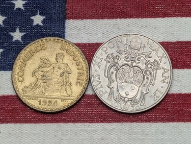 1930 Vatican City 50 Centesimi & 1924 France 1 Franc (2 PCS)