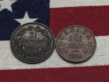 1926 Canada 1 Cent & 1901 Luxembourg 2 1/2 Centimes (2 PCS)
